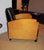 - Gorgeous art deco style club chair - Classic deco look with blonde walnut arms and black ebonized balls on the rests -...