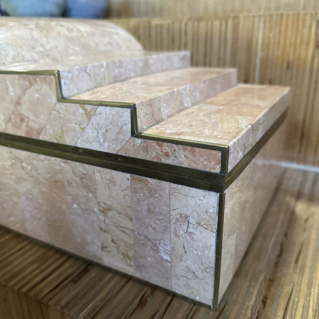 Stone Late 20th Century Tessellated Pink Marble Dresser Top Box Maitland Smith Attributed For Sale - Image 7 of 7