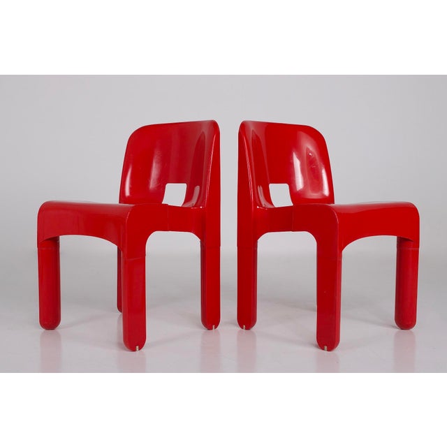Vintage Red Universale Chairs by Joe Colombo for Kartell, 1979, Set of 2 For Sale - Image 13 of 13