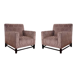 Upholstered Velvet Club Chairs - A Pair For Sale