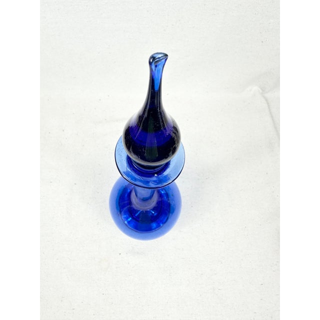 Mid 20th Century Vintage Blenko Glass Mid-Century Modern Cobalt Blue Art Glass Decanter With Stopper For Sale - Image 5 of 9