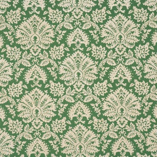 Schumacher Gianna Embroidery Fabric In Emerald For Sale