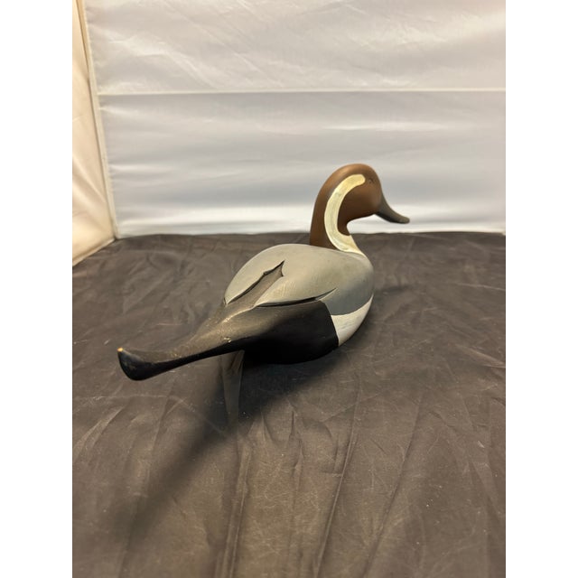 Vintage P. Mountjoy Original Signed Pintail Drake Carved Wood Duck Painted Decoy For Sale - Image 4 of 12