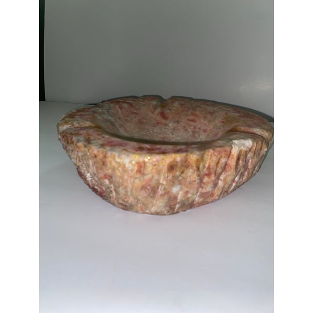 Noted some chip away . Heavy!! 8.5 x 9”. Height 2.5” Beautiful age and rustic worn appearance