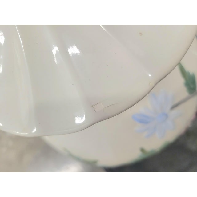 Cream ​Vintage Chinoiserie Floral Pink Green Pagoda Ginger Jar Table Lamps - A Pair For Sale - Image 8 of 9