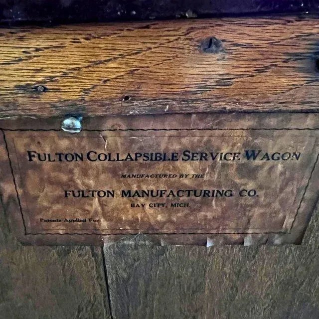 Early 1900s Industrial, Two-Tier Bar Cart by Fulton Manufacturing Co., Bay City, Michigan For Sale - Image 10 of 12