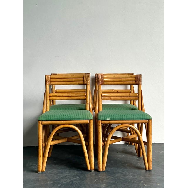 Wood Vintage 1950s Bent Rattan Game Table Set For Sale - Image 7 of 12