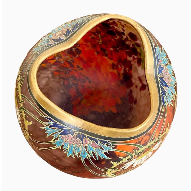 Glass Ball Vase with Polylobed Neck For Sale - Image 7 of 12