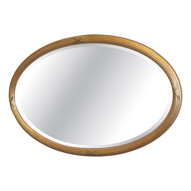 Large Italian Gilt Oval Mirror, 1900s For Sale