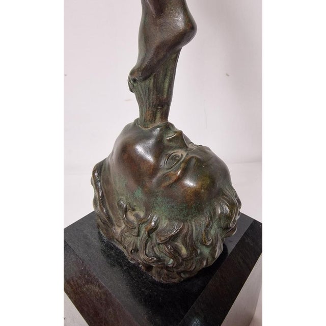 Sculpture Depicting Flying Mercury, Early 20th Century, Bronze on Marble Base For Sale - Image 13 of 14