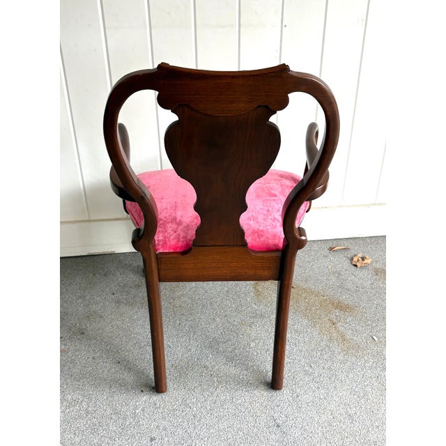 Traditional Antique Burlwood Side Chair W/ Pink Velvet Seat For Sale - Image 3 of 6