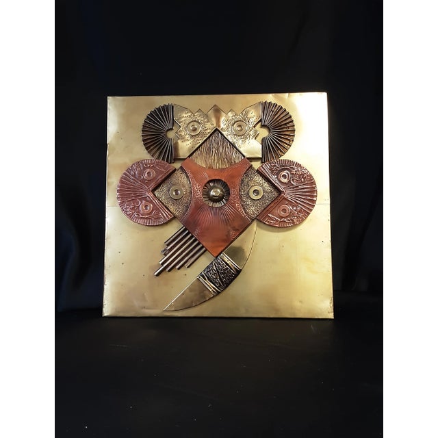 Wood Vintage Brutalist Metal Wall Sculpture For Sale - Image 7 of 7