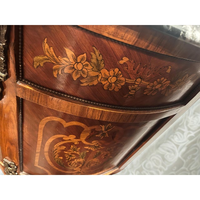 Mid 20th Century Marble Top Three Drawer Floral Motif Commode For Sale In Philadelphia - Image 6 of 11