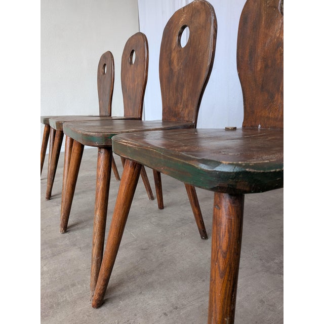 1970s Vintage Brutalist Rustic Farmhouse Dining Chair, 1970s, Set of 4 For Sale - Image 5 of 18