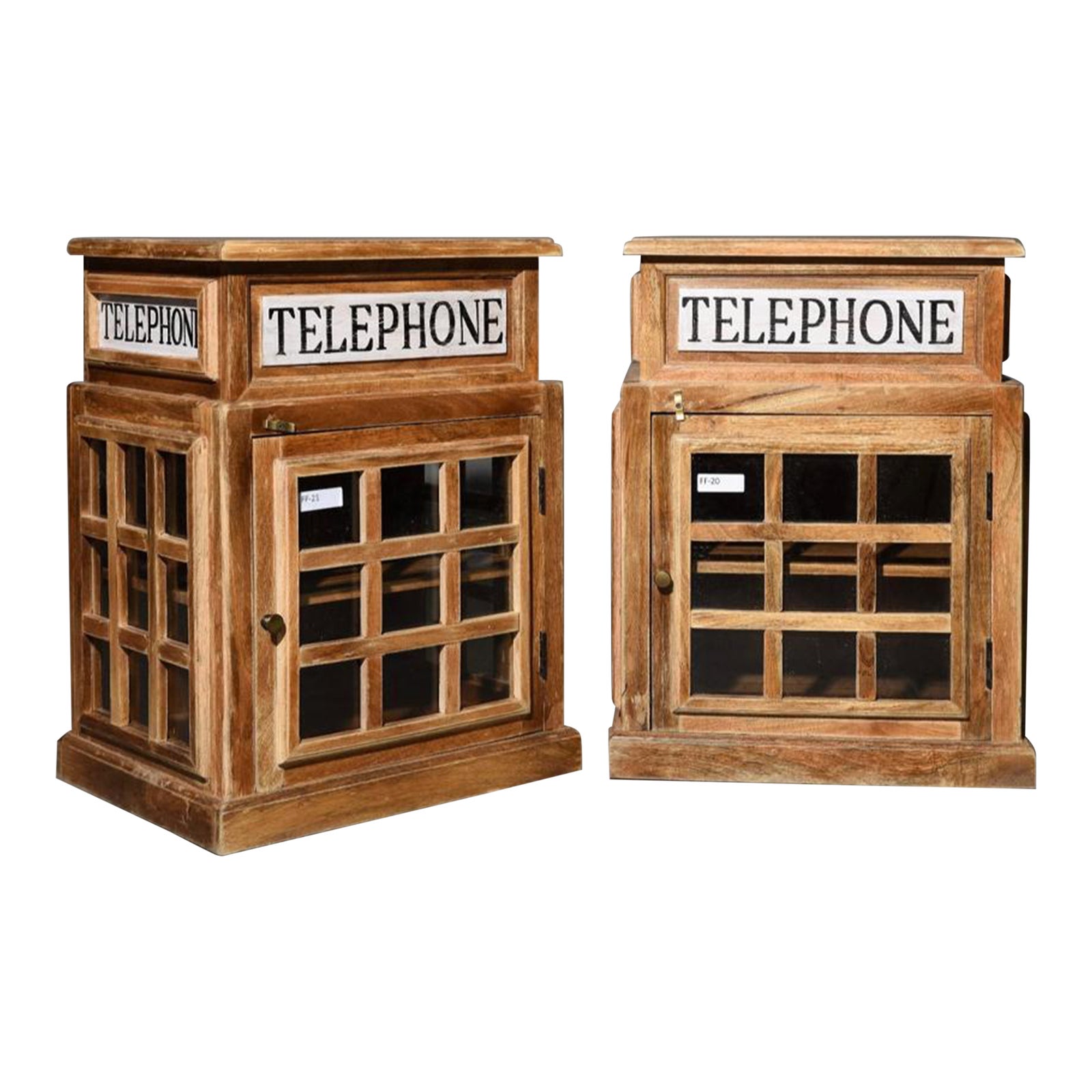 Wood and Glass Telephone Box Side Tables End Tables a Pair Chairish
