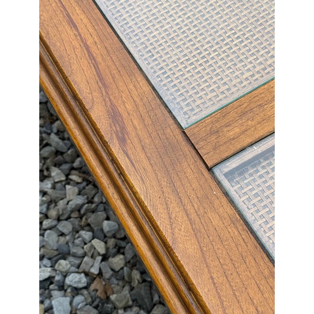 Mid Century Modern Waterfall Edge Cane and Glass Top Coffee Table For Sale - Image 11 of 11