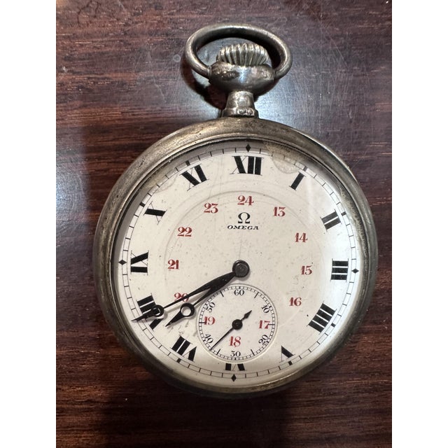 Gray Omega Pocket Watch in Silver For Sale - Image 8 of 12