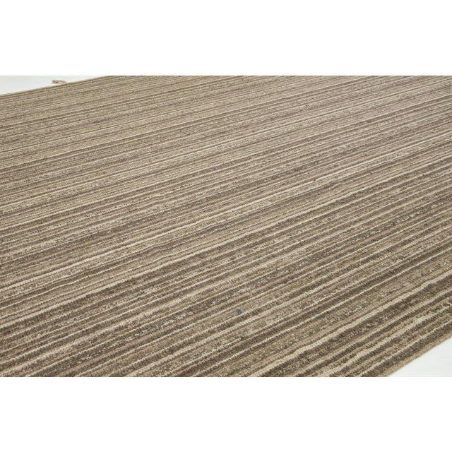 Textile Modern Flaweave Wool Rug With Geometric Design in Earthy Tones For Sale - Image 7 of 11