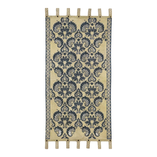 Vintage Indian Leather Tapestry Wall Hanging With William and Mary Style - 02'00 X 04'03 For Sale