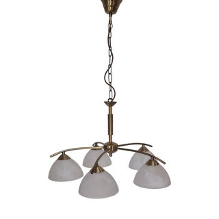 Vintage Pendant Lamp with White Marbled Glass Shades from Honsel, 2000s For Sale