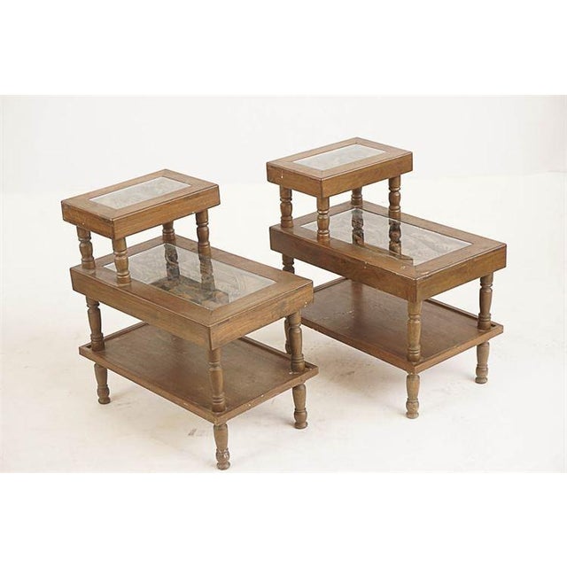 A Pair of Mid-Century Asian 3-Dimensional Wood Carved Step Tables For Sale In Atlanta - Image 6 of 13