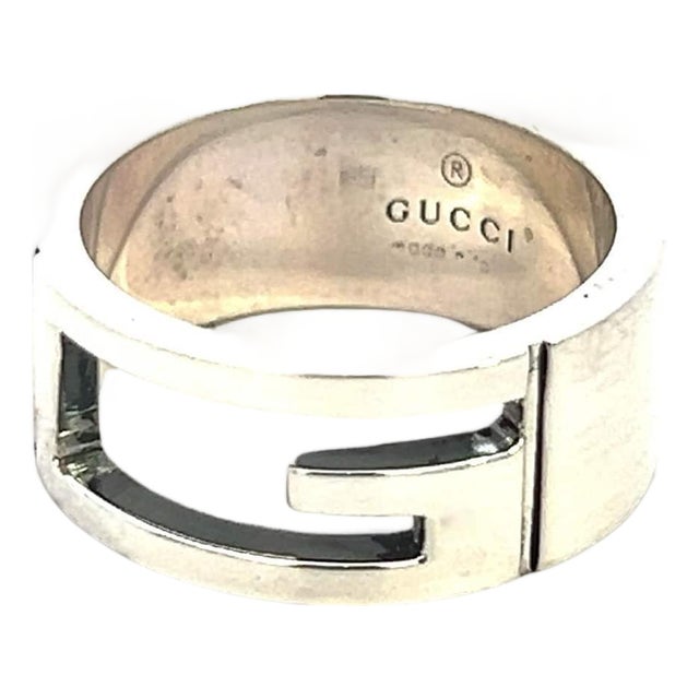 Gucci Estate Ring Size 5.5 Sterling Silver Height 8 mm For Sale