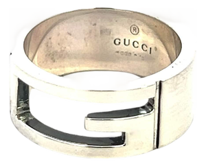 Gucci Estate Ring Size 5.5 Sterling Silver Height 8 mm