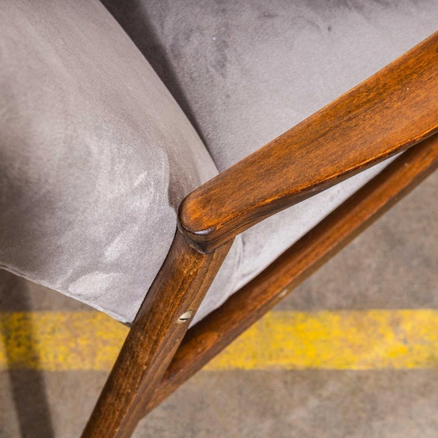 Armchair in Grey Cotton Velvet by Jaroslav Šmídek, 1950s For Sale - Image 9 of 11