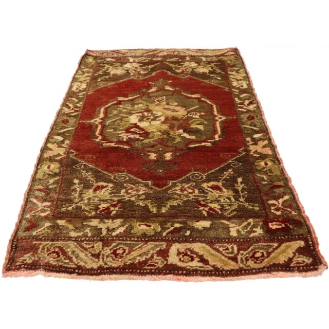 Rococo Vintage Turkish Yastik Rug - 01'09 X 03'00 For Sale - Image 3 of 8
