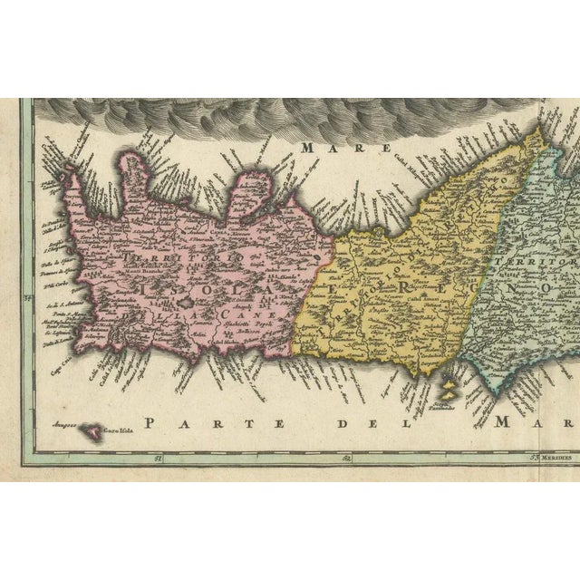 Mid 18th Century Map of Engraving Crete, Candia and Aegean Islands from Homann Heirs, 1749 For Sale - Image 5 of 10