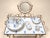 A white lacquered wrought iron dressing table, napoleon iii style, second half of the 19th century, decorated with blue...