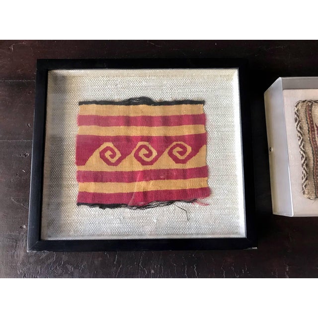 Mid-Century Modern Two Framed Pre-Columbian Textile Fragments Nazca Culture For Sale - Image 3 of 5
