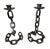 This vintage, handcrafted brutalist style iron chain link candle holder, featuring a rigid, welded illusion chain design....