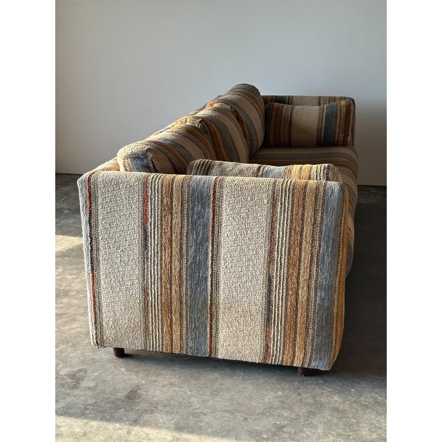1970s Striped Woven Upholstery Three-Seat Sofa For Sale - Image 9 of 18