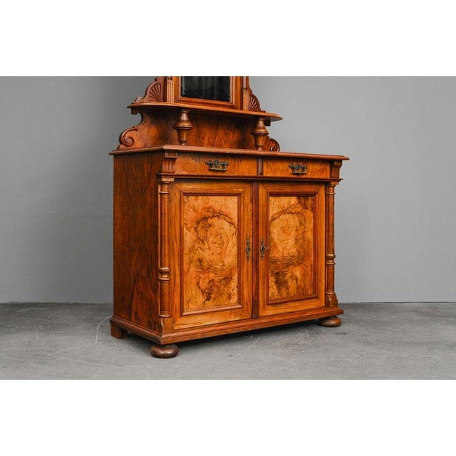Wood Gründerzeit Sideboard in Walnut with Mirrored Top, 1800s For Sale - Image 7 of 18