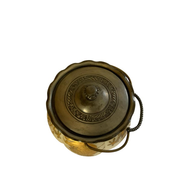 Antique Mt Washington Smith Brothers Unmarked Crown Milano Glass Biscuit Jar 4402 Maiden Gold C. 1890s For Sale In Palm Springs - Image 6 of 7