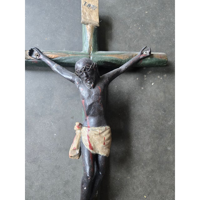 19thc Latin American Santo of Jesus on the Cross Wall Mount For Sale In Miami - Image 6 of 8