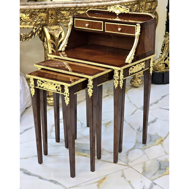 2010s French Style Office Woman Writing Desk With Gold Details For Sale - Image 5 of 5