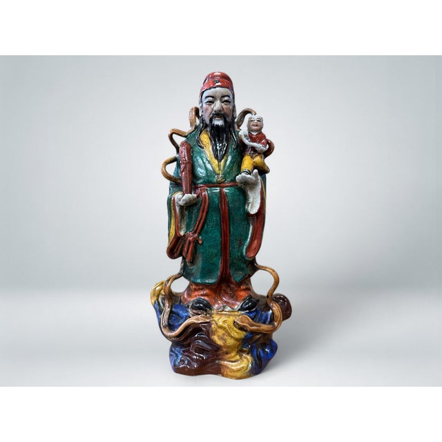 Chinese Set of Three Chinese Porcelain Sanxing Figures, Signed, 20th Century For Sale - Image 3 of 12