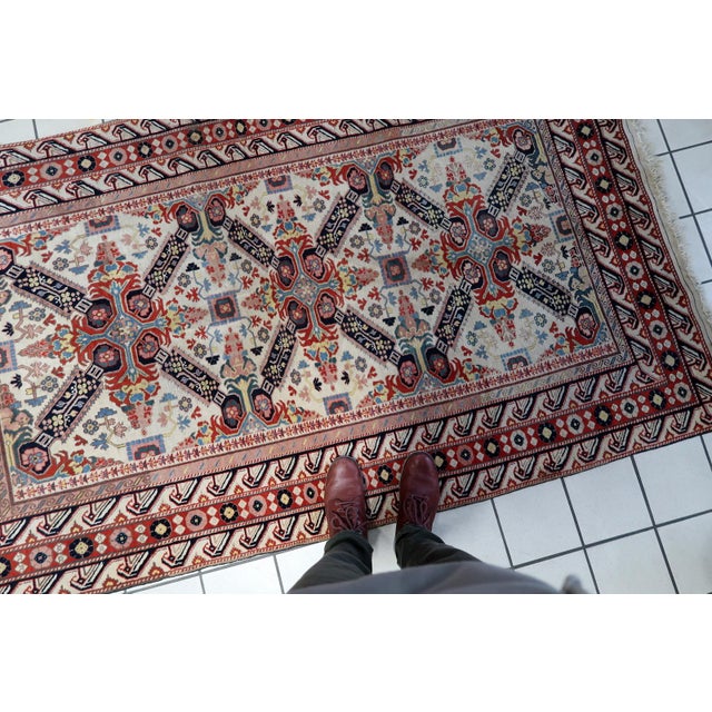 Textile 1950s Handmade Vintage Caucasian Zeyhur Rug 4.2' X 7.4' (130cm X 228cm) For Sale - Image 7 of 13