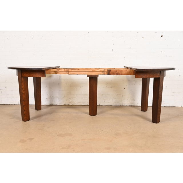 Wood Gustav Stickley Antique Mission Oak Arts & Crafts Extension Dining Table, Circa 1910 For Sale - Image 7 of 13