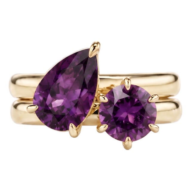 Amethyst Toi Et Moi Engagement Ring | Purple Gemstone Stacking Ring | February Birthstone Ring Us 7 For Sale
