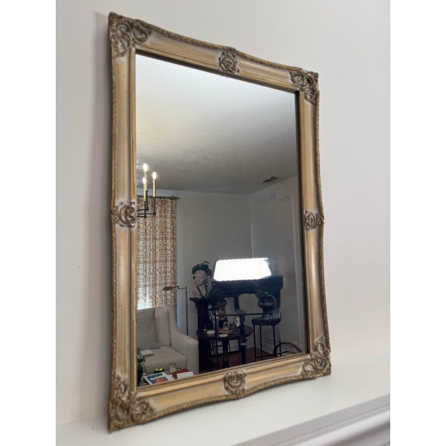 French Provincial French Provincial Soft Gold Solid Wood Wall Mirror For Sale - Image 3 of 12