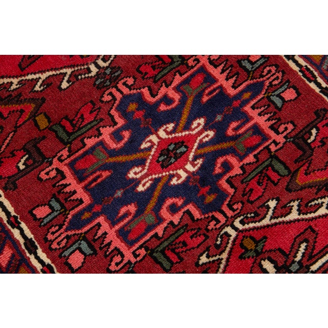 Textile Vintage Persian Heriz Runner - Hand-Knotted Wool Hallway Rug For Sale - Image 7 of 8