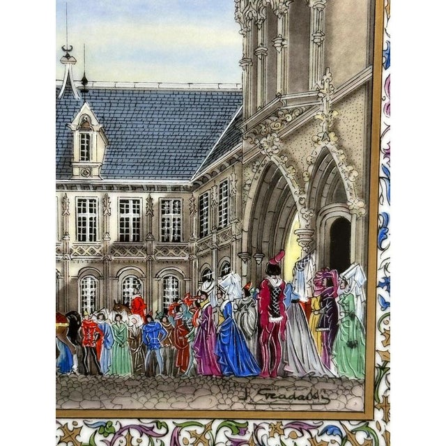 Jean Gradassi, Miniature, France, Polychrome Paiting on Porcelain Plate For Sale - Image 4 of 10