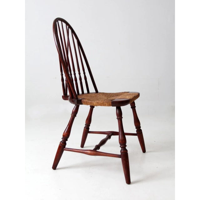 Brown Antique Rush Seat Windsor Chair For Sale - Image 8 of 11