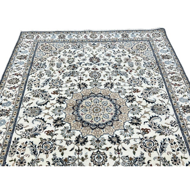 Tribal Vintage Persian Nain Wool Rug 5’1” X 8’11” For Sale - Image 3 of 6