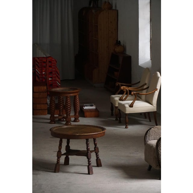 Wood Vintage Danish Baroque Style Side Table in Oak, 1940s For Sale - Image 7 of 15