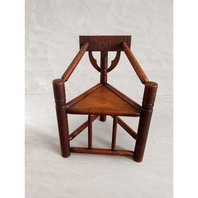 2000 - 2009 Antique 19th Century Oak Turners Corner Chair For Sale - Image 5 of 5