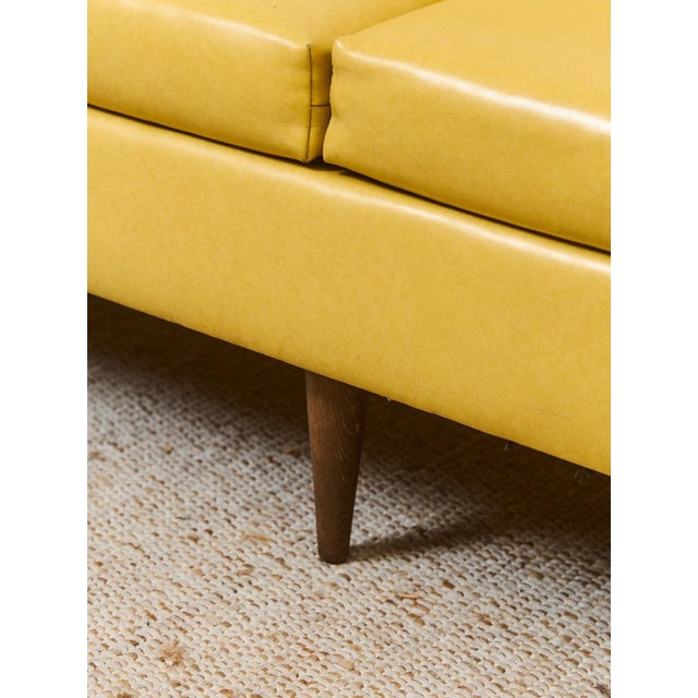 Yellow Vintage Sofa With Wood Arms For Sale - Image 4 of 10